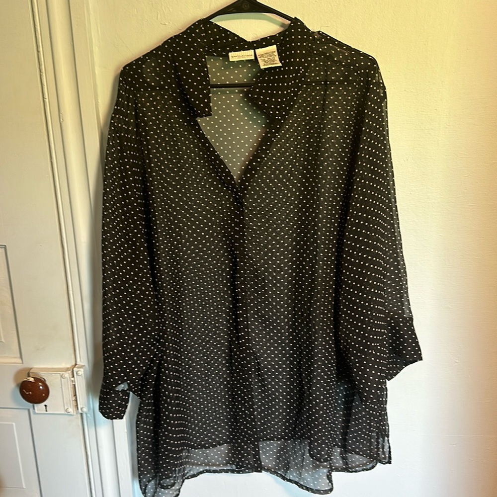 Sheer polka dot button-down top by Whites stag size 2628